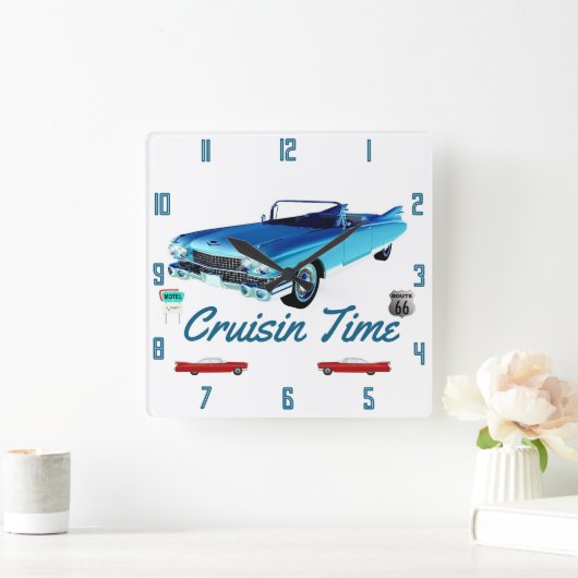 1950年代アメリカクラシック車の壁時計 スクエア壁時計 (ホーム)