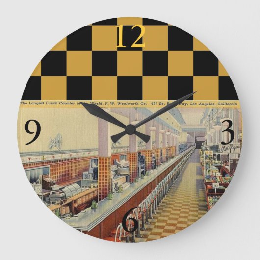 1950年代ウールワース最長ランチカウンター時計 ラージ壁時計 (正面)