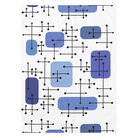 1950年代エームズエラアートクロスヘアカラー白い青 テーブルクロス (正面)