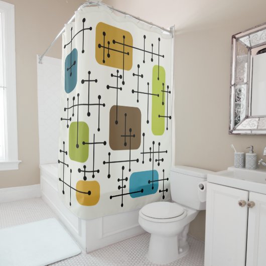 1950年代エームズエラアートクロスヘアスタイル シャワーカーテン (インサイチュ)