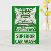 1950年代オートランドリー洗車広告 カード (黄色い花)