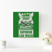 1950年代オートランドリー洗車広告 スクエア壁時計 (ホーム)