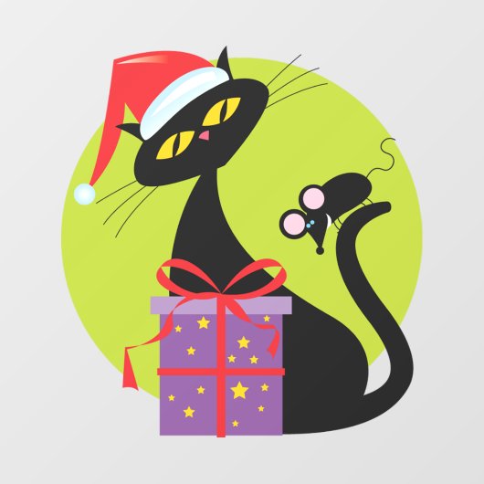 1950年代クリスマスブラックキャットブラックマウス ウィンドウサイン (シート)