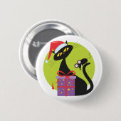 1950年代クリスマスブラックキャットブラックマウス 缶バッジ (正面&裏面)