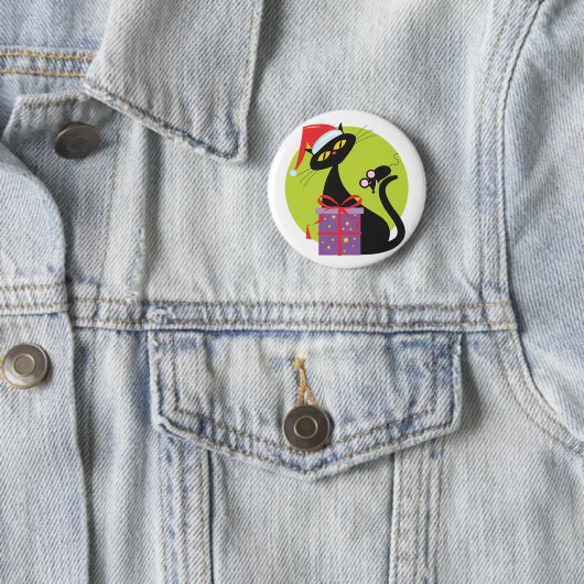 1950年代クリスマスブラックキャットブラックマウス 缶バッジ (インサイチュ)