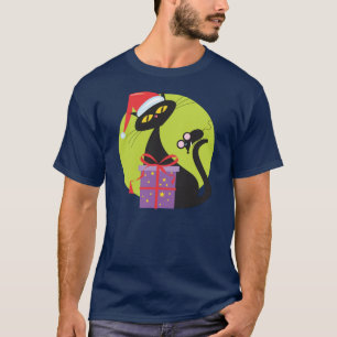 1950年代クリスマスブラックキャットブラックマウス Tシャツ