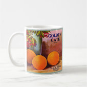 1950年代ゴールデンゲートブランドオレンジ色のクラートラベルプリント コーヒーマグカップ (左)