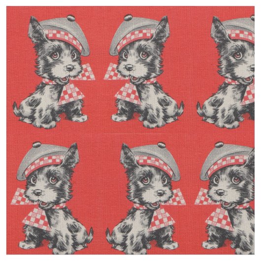 1950年代スコットランド犬の赤 ファブリック (クローズアップ)