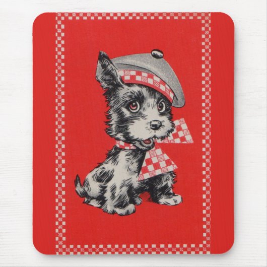 1950年代スコットランド犬の赤 マウスパッド (正面)