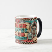 1950年代スタイルのダイナーコーヒークラブマグカップ モーフィングマグカップ (正面右)
