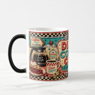 1950年代スタイルのダイナーコーヒークラブマグカップ モーフィングマグカップ