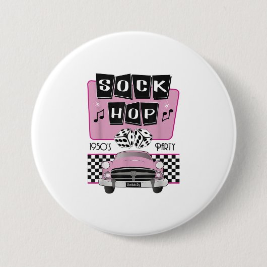 1950年代ソックホップダンス衣装レトロ50年代ピンクロッカ 缶バッジ (正面)