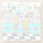 1950年代ダイナー | Couple Holding Hands ガラスコースター (裏面)