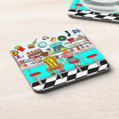 1950年代ダイナー | Couple Holding Hands コースター (左側)