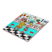 1950年代ダイナー | Couple Holding Hands タイル (側面)