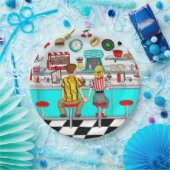 1950年代ダイナー | Couple Holding Hands ペーパープレート (パーティー)