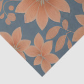 1950年代ダスティブルーオレンジレトロミッドセンチュリーフローラ 薄葉紙 (詳細)