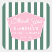 1950年代バケーションピンクとグリーンのブライダルシャワーのお願い スクエアシール (正面)