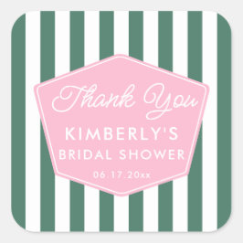 1950年代バケーションピンクとグリーンのブライダルシャワーのお願い スクエアシール