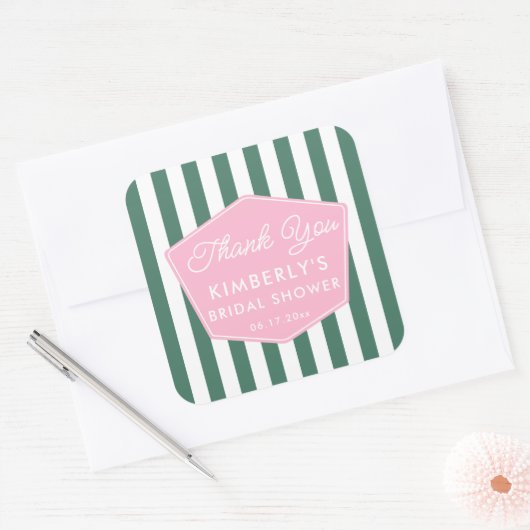 1950年代バケーションピンクとグリーンのブライダルシャワーのお願い スクエアシール