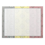 1950年代ピンクイエローグレーレトロミッドセンチュリーパターン ノートパッド (正面)