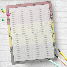 1950年代ピンクイエローグレーレトロミッドセンチュリーパターン ノートパッド