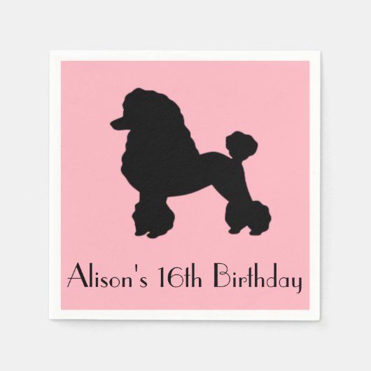 1950年代ピンクプードルスカートペーパーナプキン スタンダードカクテルナプキン (正面)