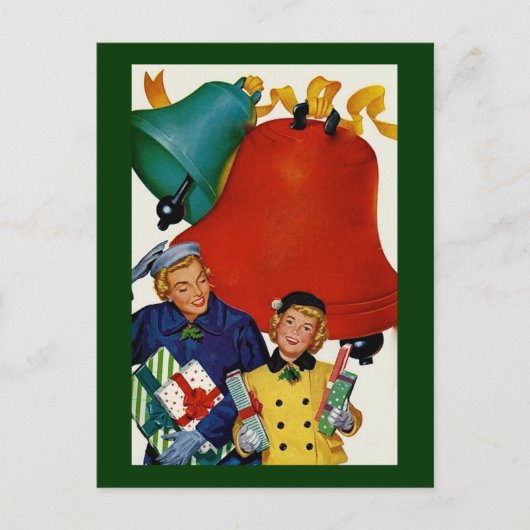 1950年代ママと娘のクリスマスショッピング シーズンポストカード (正面)