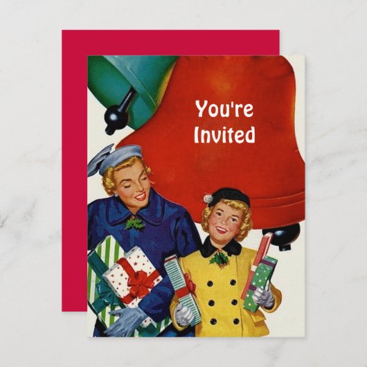 1950年代ママと娘のクリスマスショッピング 招待状 (正面/裏面)