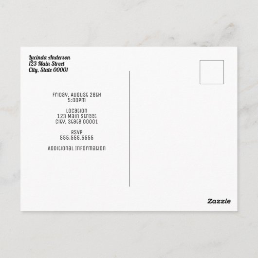 1950年代ミッドセンチュリーのパーティー招待状ポストカード ポストカード (裏面)