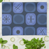 1950年代モダンアートソフトキューブネイビーブルー キッチンタオル (折り畳み)