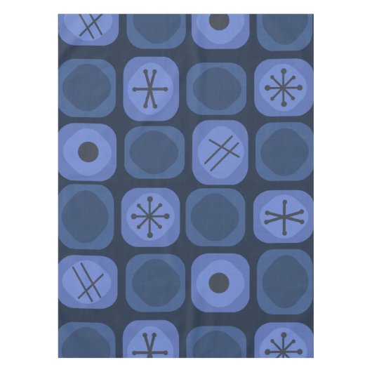 1950年代モダンアートソフトキューブネイビーブルー テーブルクロス (正面)