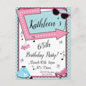 1950年代レトロな誕生日パーティーの招待状 ポストカード (正面)