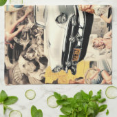 1950年代レトロガールズコラージュ キッチンタオル (折り畳み)