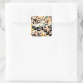 1950年代レトロガールズコラージュ スクエアシール (バッグ)