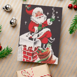 1950年代レトロサンタon屋上ヴィンテージクリスマス シーズンカード