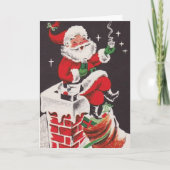 1950年代レトロサンタon屋上ヴィンテージクリスマス シーズンカード (正面)