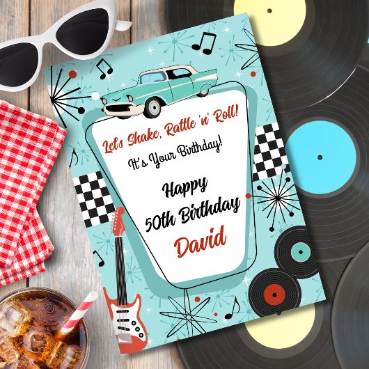 1950年代レトロダイナーの誕生日 カード