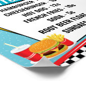 1950年代レトロダイナーメニュー ティール、赤、黄色 ポスター (角)