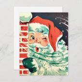 1950年代レトロヴィンテージクリスマスサンタウィンキング シーズンカード (正面/裏面)
