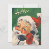 1950年代レトロヴィンテージクリスマスサンタオンフォン シーズンカード (正面)