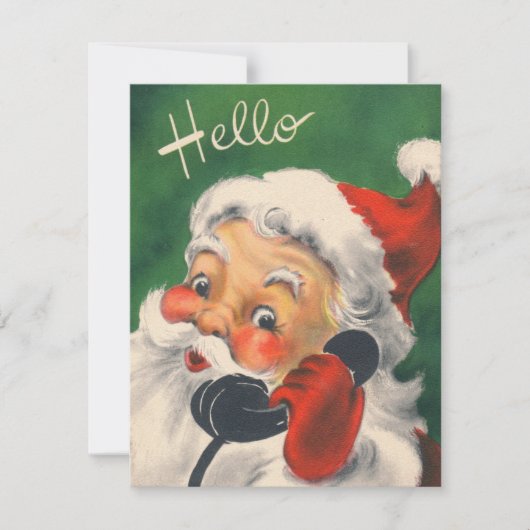 1950年代レトロヴィンテージクリスマスサンタオンフォン シーズンカード (正面)