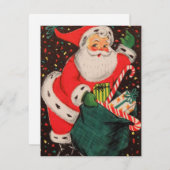 1950年代レトロヴィンテージクリスマスサンタギフト シーズンカード (正面/裏面)