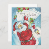 1950年代レトロヴィンテージクリスマスサンタ シーズンカード (正面/裏面)