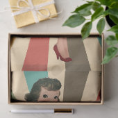 1950年代レトロ背景のクリスマス女性 薄葉紙 (ギフト)