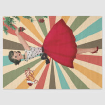 1950年代レトロ背景のクリスマス女性