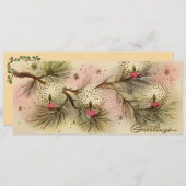 1950年代レトロ·パイン·クリスマス·カード シーズンカード (正面/裏面)