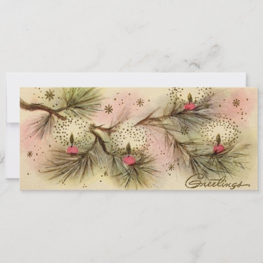 1950年代レトロ·パイン·クリスマス·カード シーズンカード (正面)