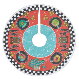 1950年代ロックンクリスマス ブラッシュドポリエステルツリースカート