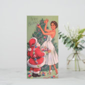 1950年代ヴィンテージクリスマスガール飾ズツリー シーズンカード (スタンド正面)